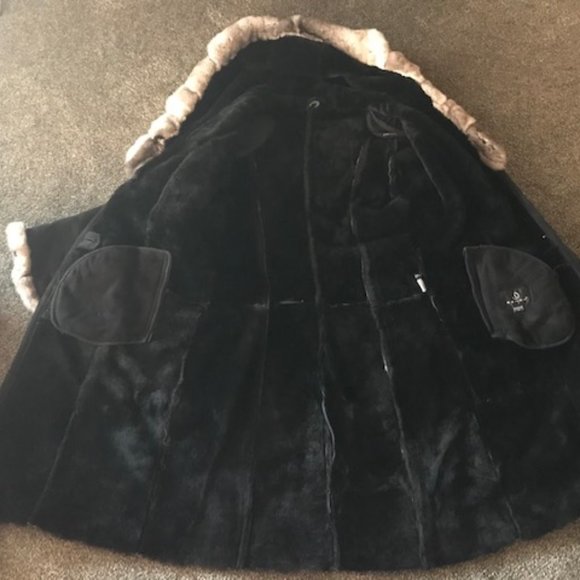 Fur Coat- Sherlin Coat with Hood, Rabbit Trim - Picture 6 of 8